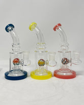 6 Inch Wigwag Sprinkle Perc Flat Base Bend Color Mouthpiece Mini Rig Water Pipe